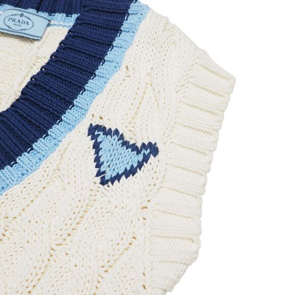 Prada Vest Size 36 Cable Knit V-neck Tilden Knit Vest Made In Italy 20241230 - Picture 5 of 9